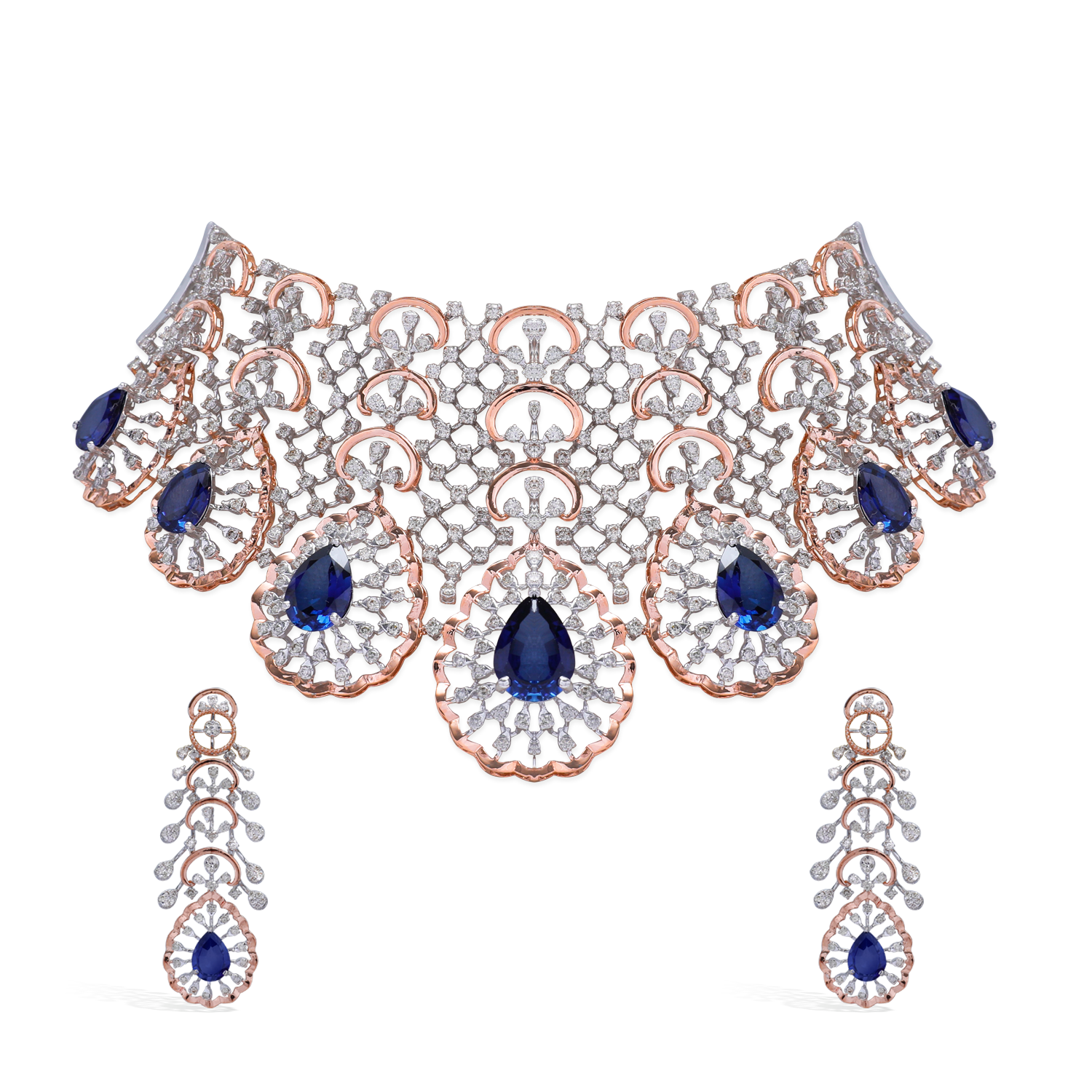 NOIRVELLE BLUE LACE DIAMOND CHOKER