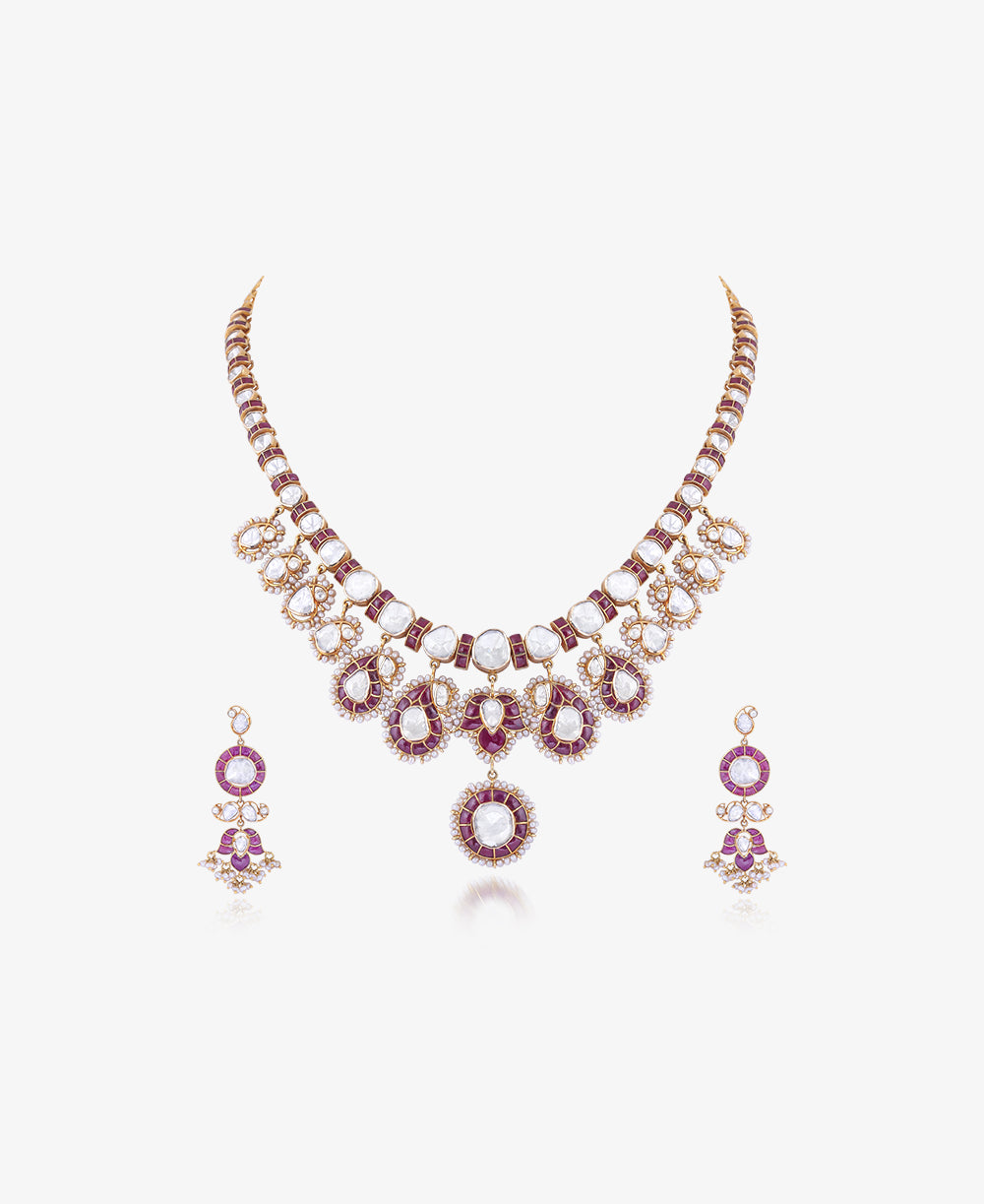 Crimson Polki Affair Necklace Set