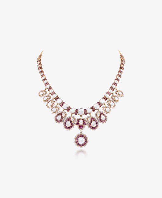 Crimson Polki Affair Necklace Set