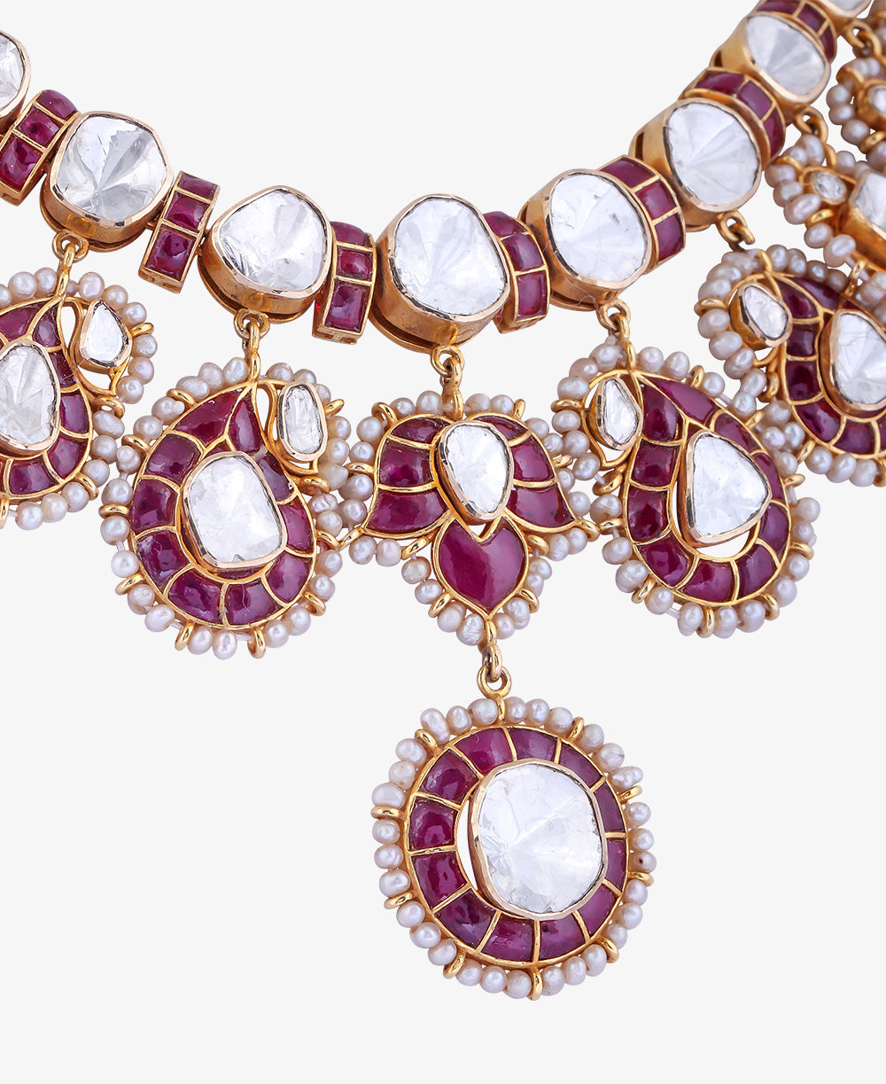 Crimson Polki Affair Necklace Set