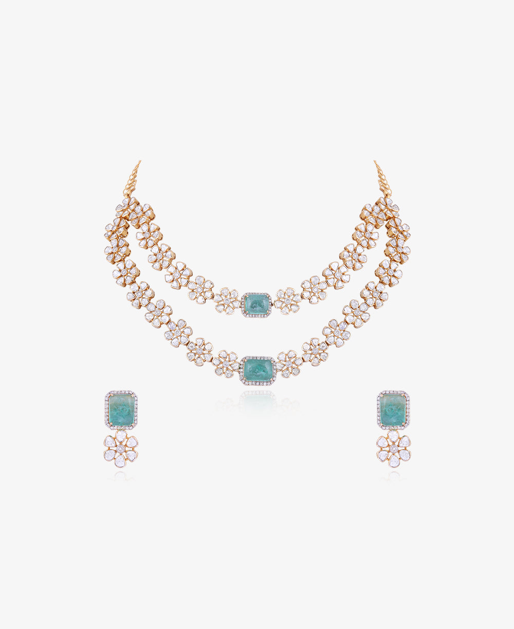 Emerald Charm Necklace Set