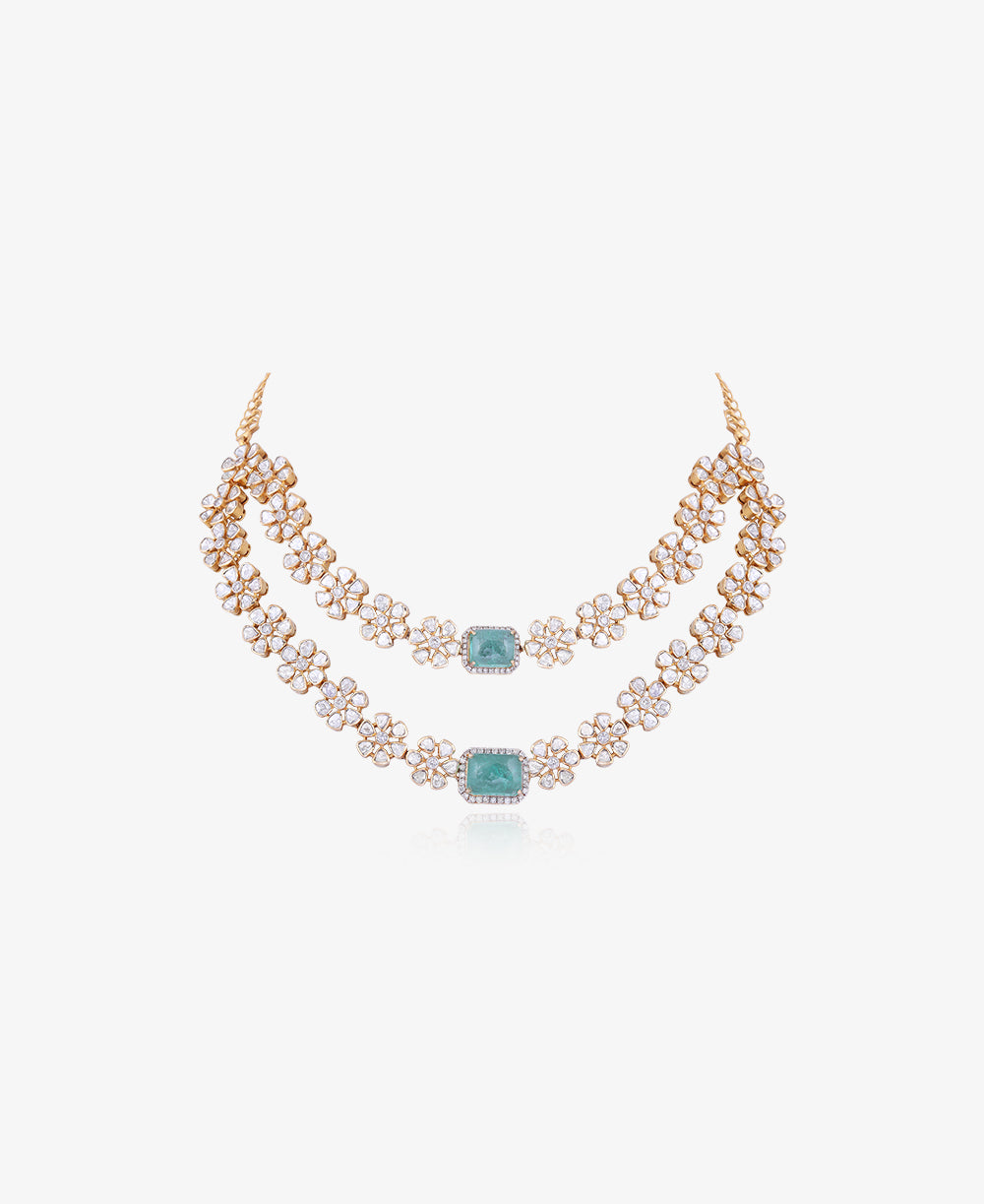Emerald Charm Necklace Set