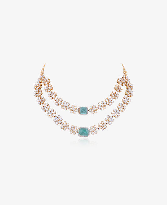 Emerald Charm Necklace Set