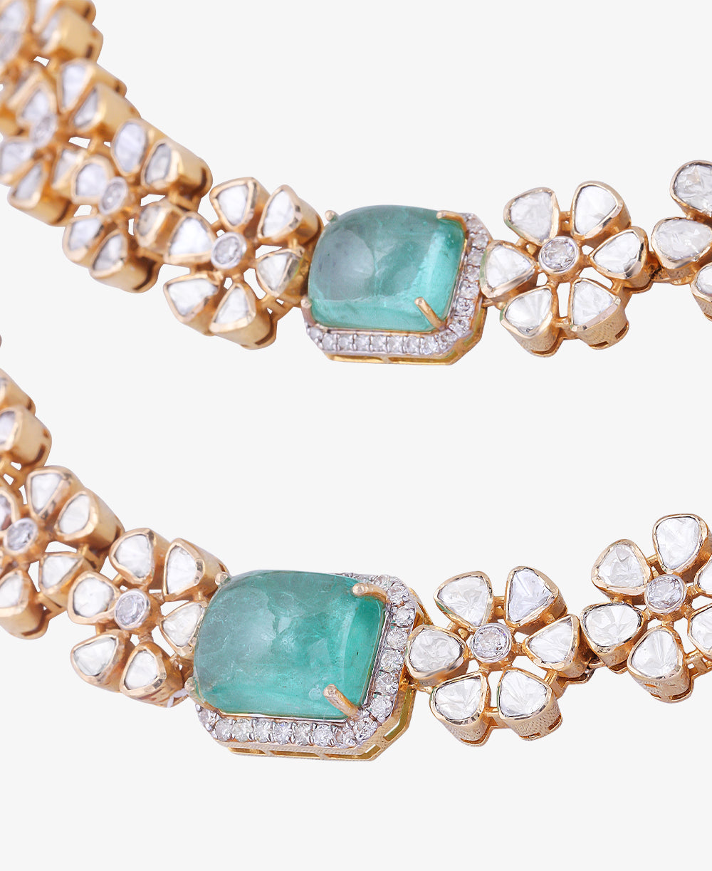 Emerald Charm Necklace Set
