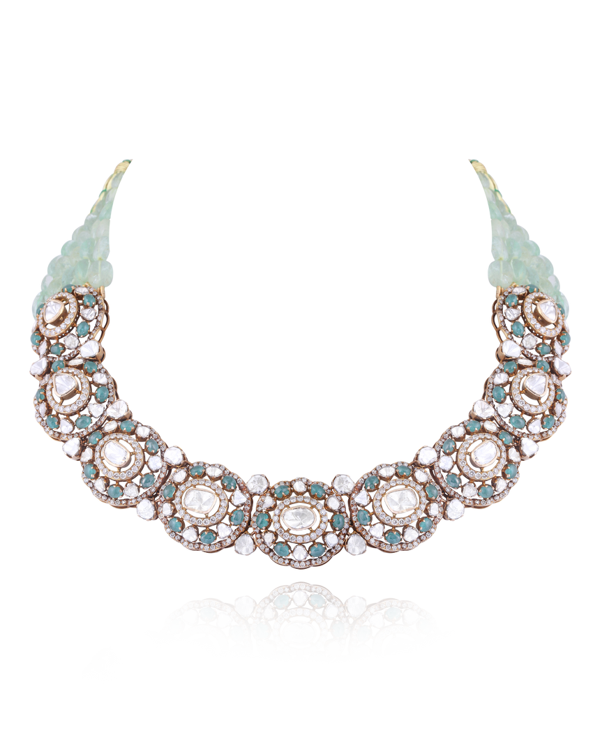 AQUA ROYALE POLKI NECKLACE SET