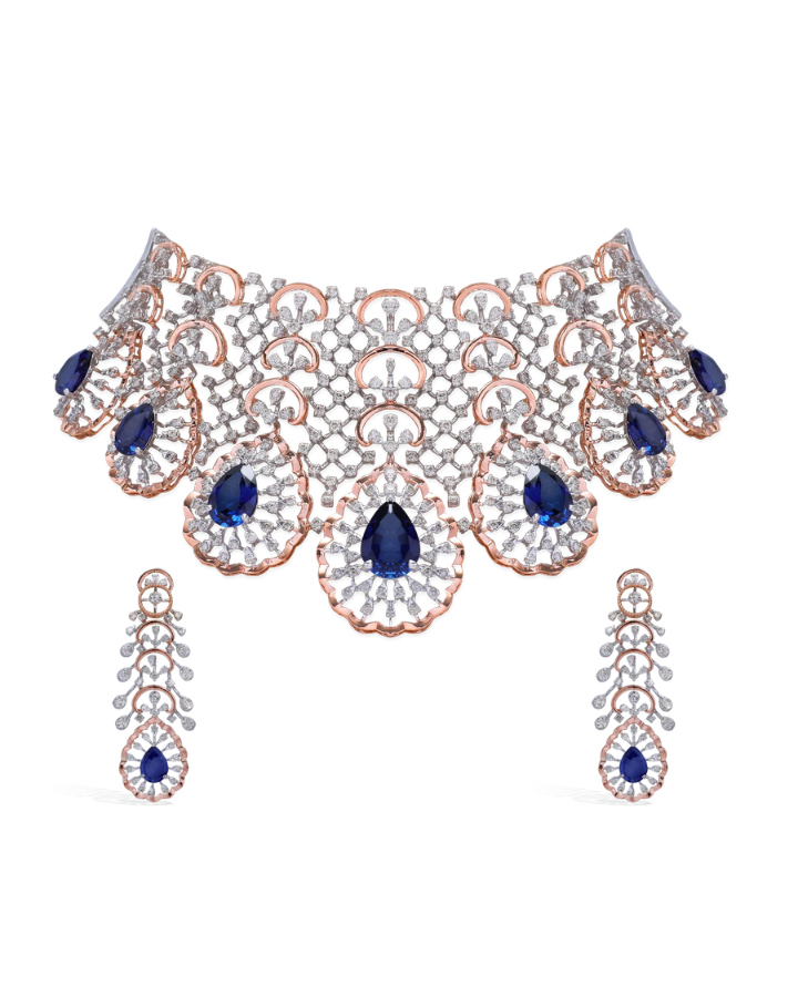 NOIRVELLE BLUE LACE DIAMOND CHOKER